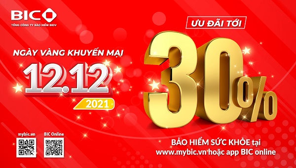 Ngày vàng 12.12: BIC giảm tới 30% phí bảo hiểm sức khỏe trực tuyến