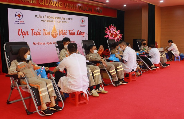 Cán bộ, nhân viên Công ty Điện lực Hà Giang tham gia hiến máu tình nguyện