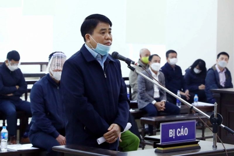 Cựu Chủ tịch Hà Nội Nguyễn Đức Chung tại phiên tòa. Ảnh VOV.vn