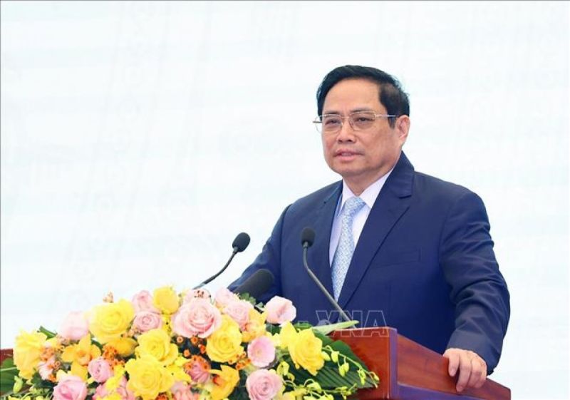 Thủ tướng Phạm Minh Chính phát biểu tại hội nghị. Ảnh: Dương Giang/TTXVN