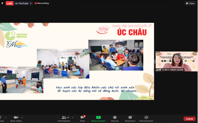 Bà Hồ Thị Hạnh Dung - Giáo viên Trung tâm Anh ngữ Quốc tế Úc Châu (tỉnh Bình Phước) cho biết các giờ học tiếng Anh ở Trung tâm trở nên lý thú hơn với sự góp sức của múa rối