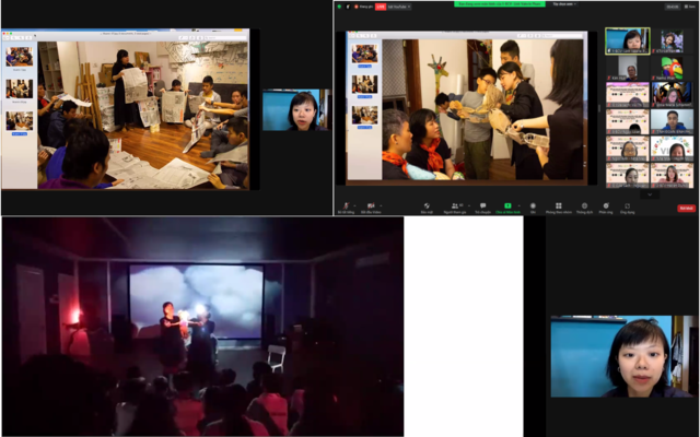 Thay mặt Tổ hợp nghệ thuật Mắt Trần, bà Phạm Trang Mỹ Linh hào hứng chia sẻ về kinh nghiệm sử dụng múa rối trong sáng tác với nghệ sỹ trẻ trên dải phổ tự kỷ