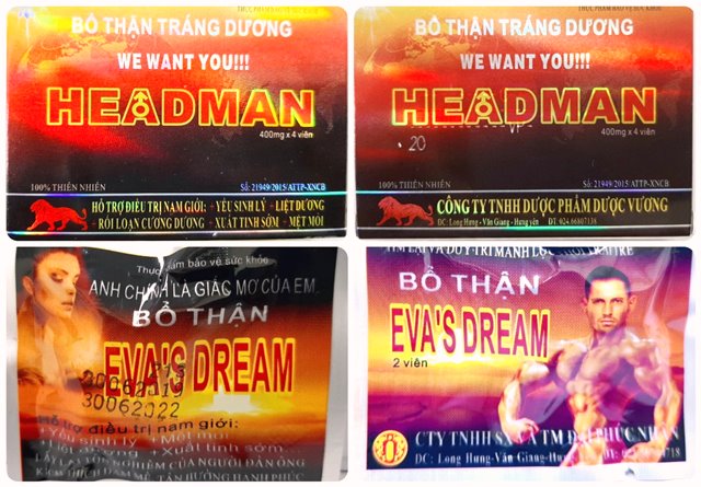 Đà Nẵng thu hồi 02 sản phẩm EVA’S DREAM và HEADMAN điều trị rối loạn cương dương