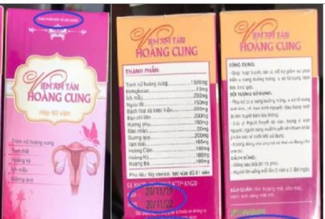 Sản phẩm thực phẩm bảo vệ sức khỏe Viêm âm tán Hoàng Cung