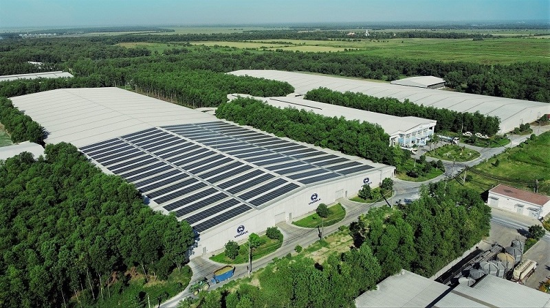 Hệ thống pin năng lượng mặt trời đã được lắp đặt trên toàn hệ thống trang trại của Vinamilk