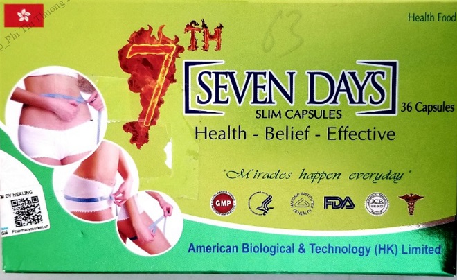 Không sử dụng Viên uống giảm cân Seven Days vì có chứa chất cấm sibutramine