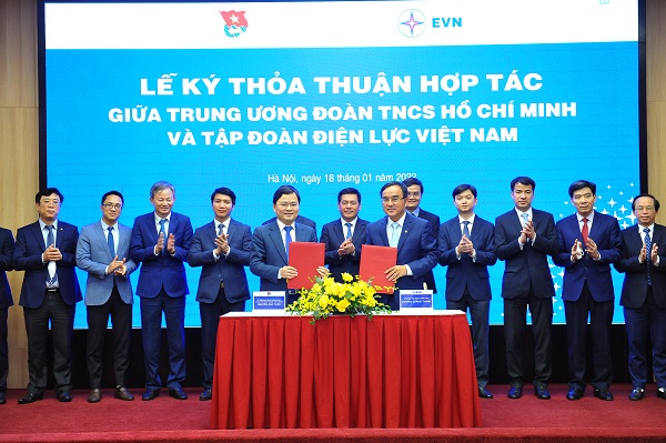 Tập đoàn Điện lực Việt Nam (EVN) và Trung ương Đoàn Thanh niên Cộng sản Hồ Chí Minh (TWĐTN) đã tổ chức Lễ ký kết Thỏa thuận hợp tác giai đoạn 2022 - 2026