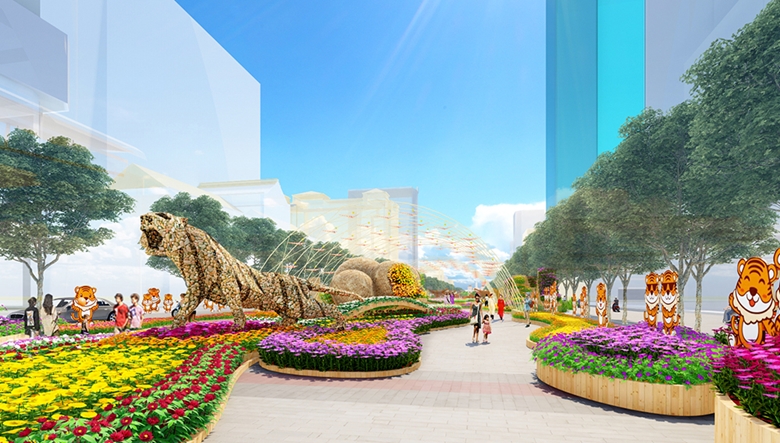 Phối cảnh 3D đường hoa Nguyễn Huệ Xuân Nhâm Dần 2022