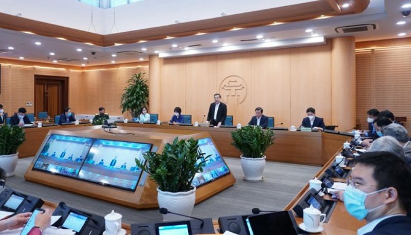 Phi&ecirc;n họp trực tuyến Ban Chỉ đạo ph&ograve;ng chống dịch Covid-19 th&agrave;nh phố H&agrave; Nội s&aacute;ng 26/01. Ảnh VOV.vn