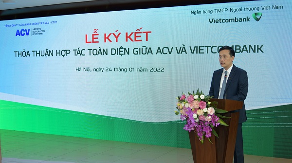 Ông Phạm Quang Dũng - Chủ tịch HĐQT Vietcombank phát biểu tại Lễ ký kết