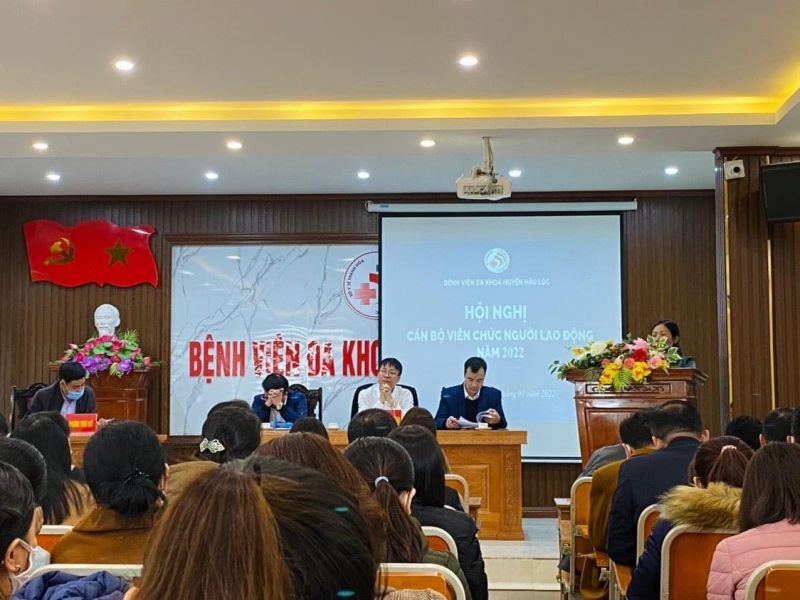 Hội nghị cán bộ viên chức, người lao động năm 2022 tại Bệnh viện đa khoa huyện Hậu Lộc, tỉnh Thanh Hóa.