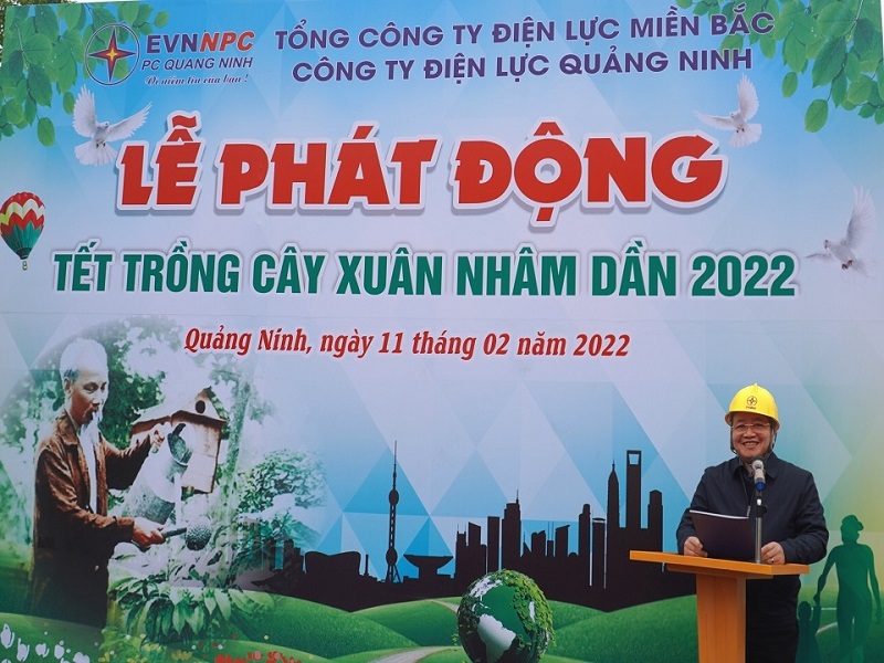 Ông Vũ Hữu Chương - Phó Bí thư Đảng ủy, Chủ tịch Công đoàn Công ty phát biểu tại buổi Lễ phát động Tết trồng cây Xuân Nhâm Dần năm 2022