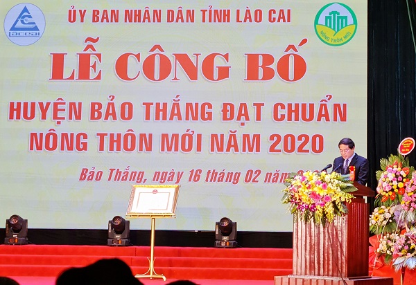 Chủ tịch UBND tỉnh Lào Cai Trịnh Xuân Trường phát biểu tại buổi lễ