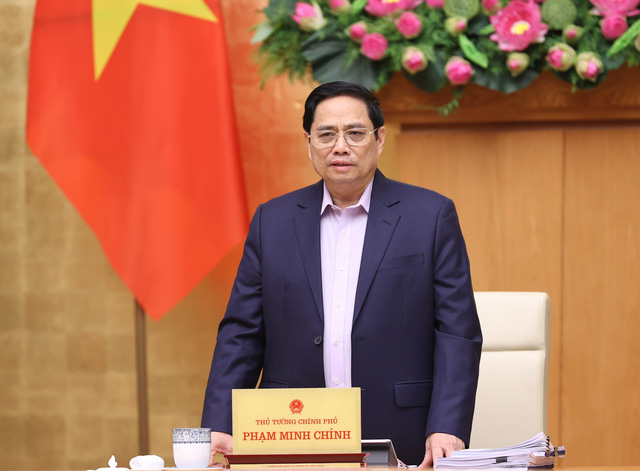 Thủ tướng Phạm Minh Chính phát biểu tại phiên họp Chính phủ chuyên đề về xây dựng pháp luật lần thứ hai trong năm 2022. Ảnh: VGP/Nhật Bắc