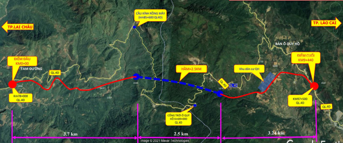 Hướng tuyến hầm Hoàng Liên. Ảnh: Lai Chau.gov