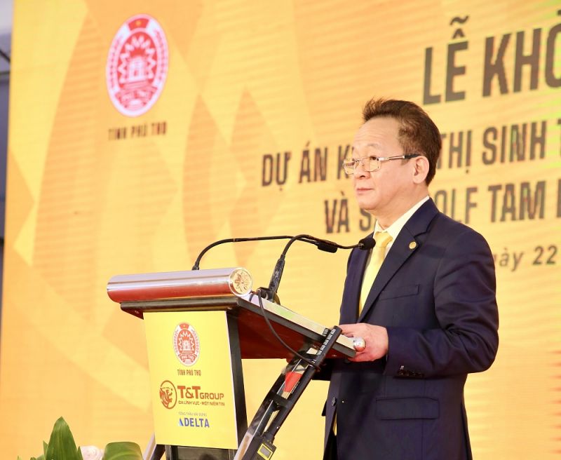 Ông Đỗ Quang Hiển, Chủ tịch HĐQT kiêm Tổng Giám đốc Tập đoàn T&T Group phát biểu tại buổi lễ