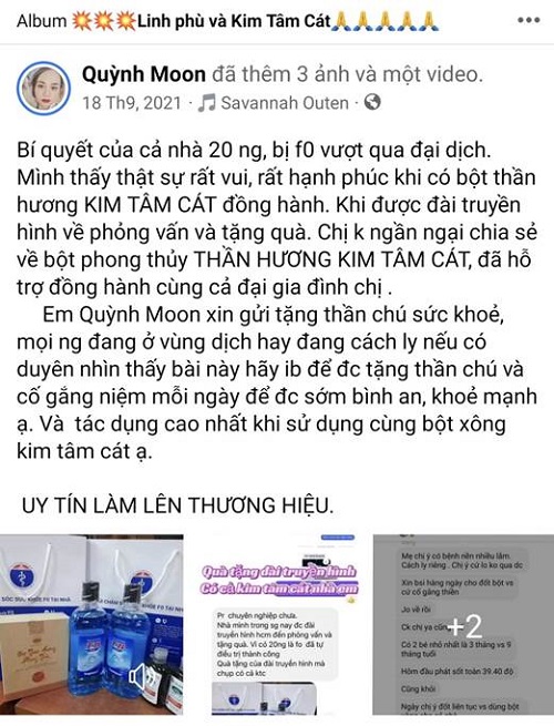Một người bán hàng quảng cáo chữa Covid-19 bằng cách niệm chú và dùng bột Kim Tâm Cát Một người bán hàng quảng cáo chữa Covid-19 bằng cách niệm chú và dùng bột Kim Tâm Cát