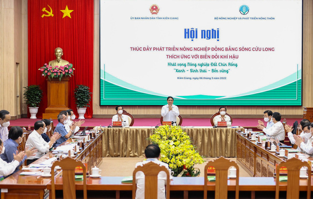 Thủ tướng Phạm Minh Chính chủ trì Hội nghị có ý nghĩa quan trọng đối với sự phát triển nông nghiệp ĐBSCL. Ảnh TTXVN