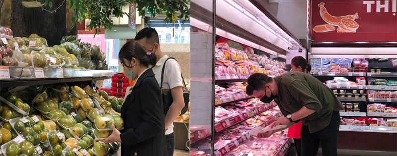 Người tiêu dùng lựa chọn nông sản tại siêu thị Fivimart số 142 Lê Duẩn, Đống Đa, Hà Nội.