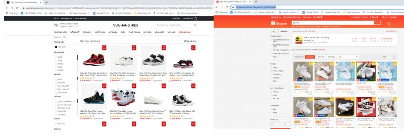 So sánh giá bán của giày NIKE giữa trang https://vuahanghieu.com/ và Shoppe có sự chênh lệch về giá…