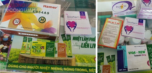 Trên bao bì nhiều loại thuốc sinh lý có ghi “thuốc kê đơn”… Kẹo ngậm Hamer không có tem nhãn bằng tiếng Việt. Ảnh: Nguyễn Trung