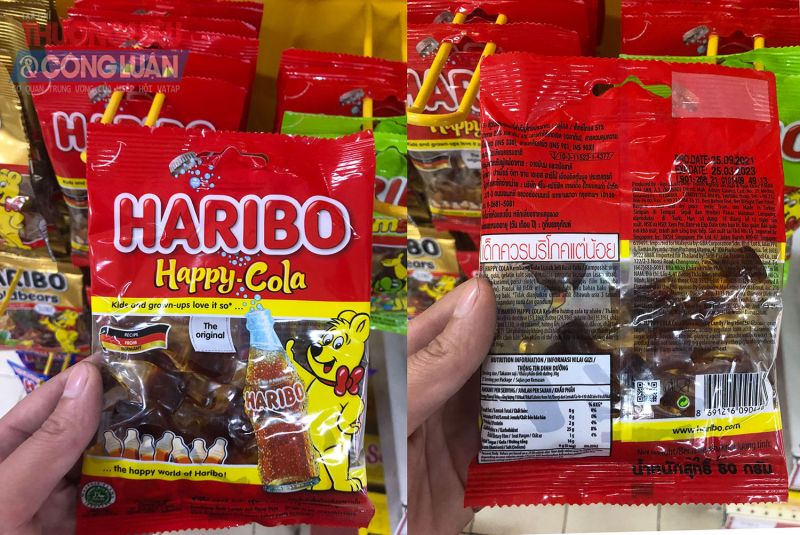 Kẹo dẻo Haribo Happy Cola không nhãn phụ bằng tiếng Việt