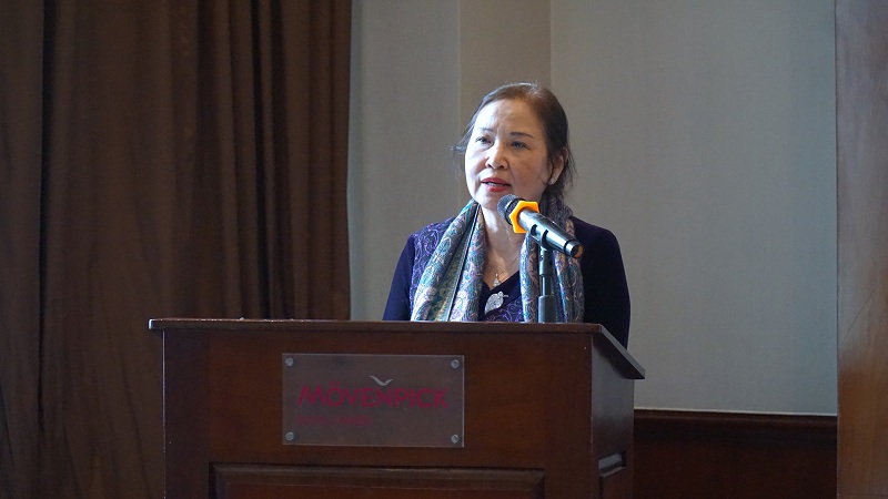 Bà Vũ Thị Thuận - Chủ tịch Quỹ Đầu tư và Phát triển Nutricare phát biểu tại sự kiện