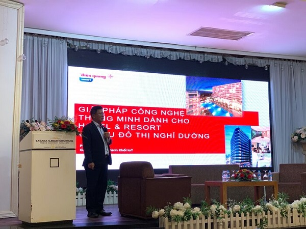 Ông Phạm Lê Minh – Giám đốc điều hành khối IoT của Điện Quang chia sẻ về ứng dụng giải pháp Chiếu Sáng và Điều khiển thông minh trong du lịch