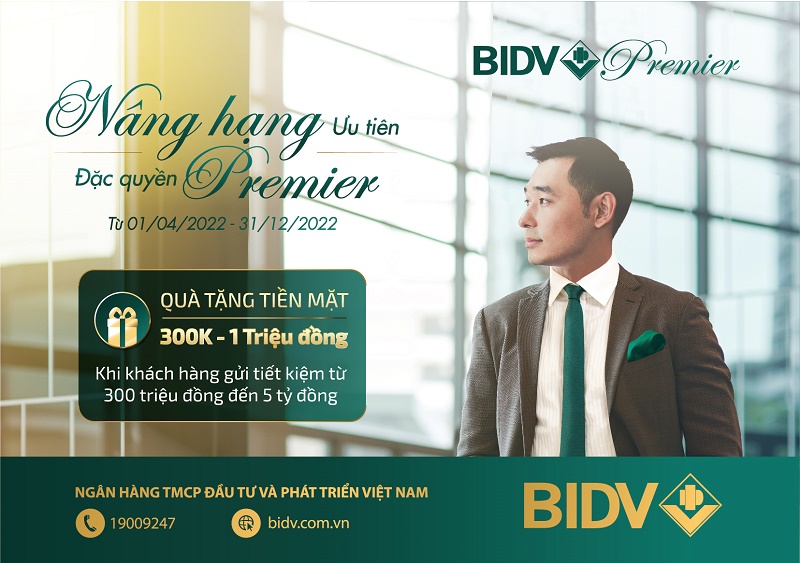 Nhận ngay 01 triệu đồng khi trở thành Khách hàng cao cấp của BIDV