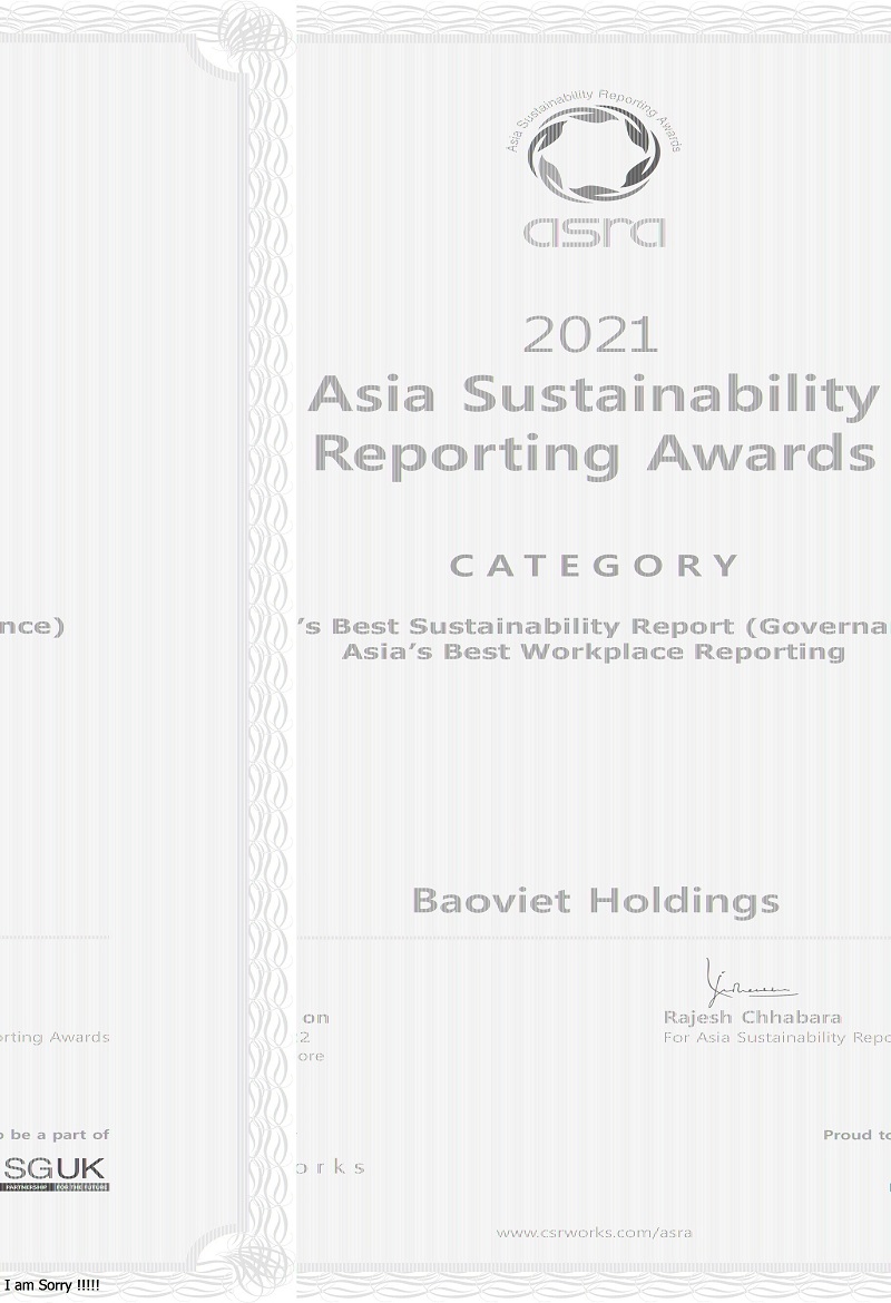 Bảo Việt đạt giải Báo cáo phát triển bền vững tốt nhất Châu Á (ASRA)