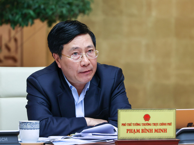 Phó Thủ tướng Phạm Bình Minh phát biểu tại phiên họp. Ảnh VGP/Nhật Bắc