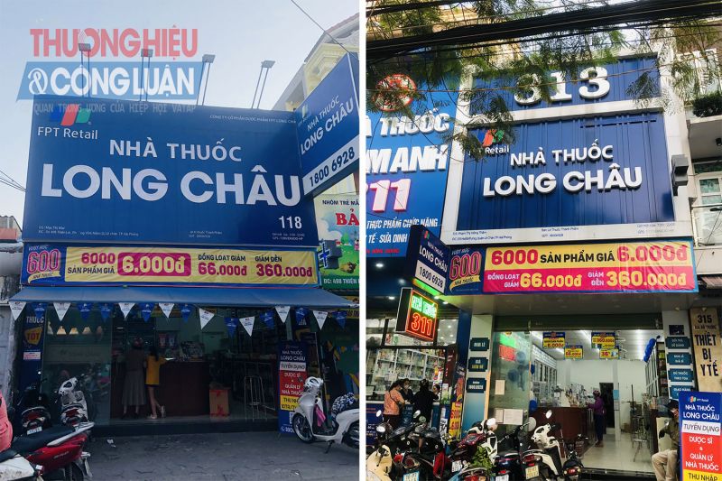 Nhà thuốc Long Châu số 498 Thiên Lôi và 313 Hai Bà Trưng thuộc quận Lê Chân, TP Hải Phòng.
