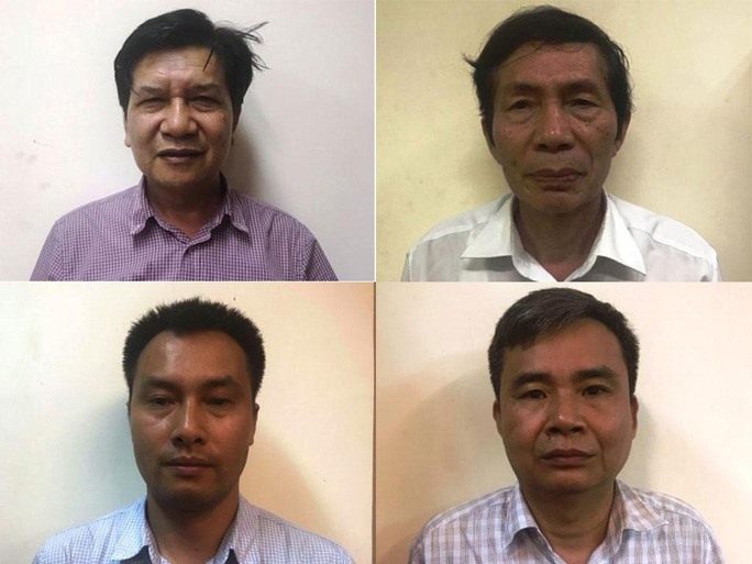 Cựu Chủ tịch VEAM Trần Ngọc Hà (trên cùng, bên trái) và các bị can trong vụ án. Ảnh: Bộ Công an