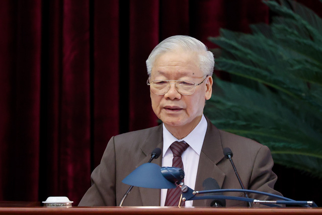 Tổng Bí thư Nguyễn Phú Trọng phát biểu chỉ đạo hội nghị. Ảnh VGP/Nhật Bắc