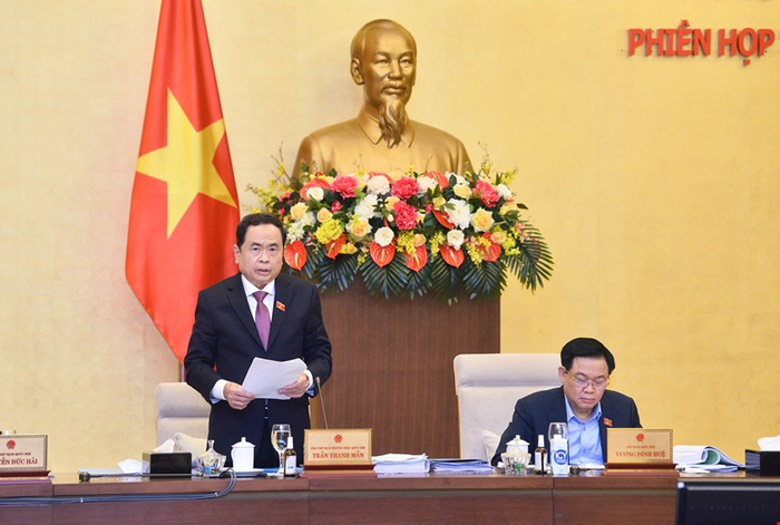 Phó chủ tịch Thường trực Quốc hội Trần Thanh Mẫn điều hành nội dung phiên họp. Ảnh: VPQH