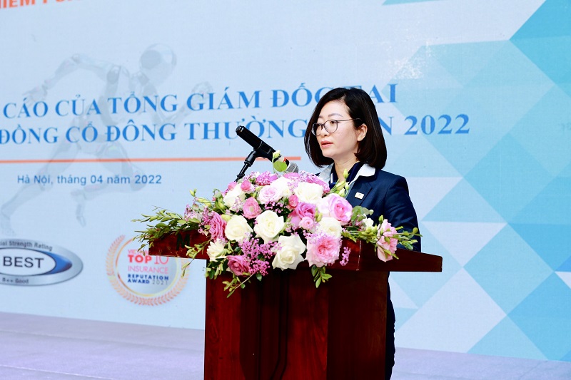 Tổng Giám đốc PJICO - bà Nguyễn Thị Hương Giang phát biểu tại Đại hội