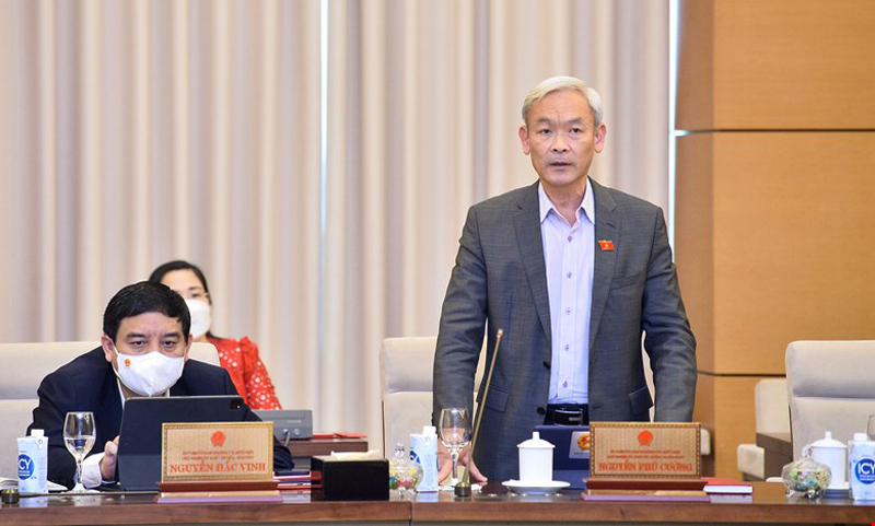 Chủ nhiệm Ủy ban Tài chính - Ngân sách của Quốc hội Nguyễn Phú Cường phát biểu thảo luận.