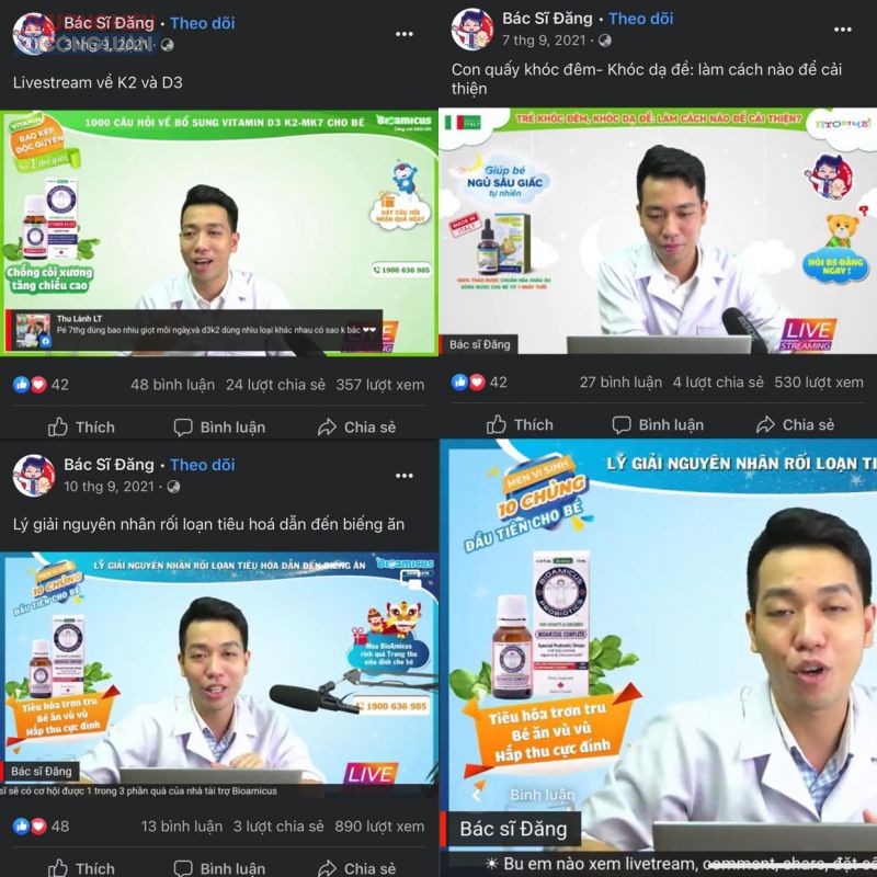 Bác sĩ Đoàn Hải Đăng tư vấn, giải đáp những vấn đề sức khỏe, dinh dưỡng cho trẻ tại các live stream trên mạng xã hội