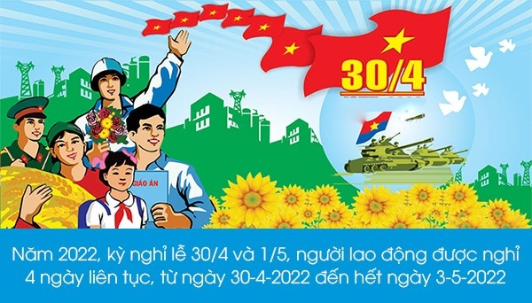 Dịp lễ 30/04 - 01/05 năm 2022 người lao động được nghỉ mấy ngày?