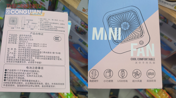 Quạt gió mini “MINI FAN”, ô tô điều khiển nhập khẩu không có tem, nhãn phụ bằng tiếng Việt theo đúng quy định