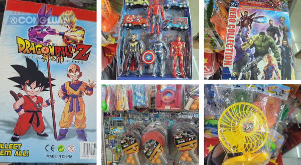 Nhiều loại đồ chơi “mập mờ” về nguồn gốc, xuất xứ đang được bày bán công khai tại nhà sách Nguyễn Văn Cừ có địa chỉ tịa số 551ABC, đường Xô Viết Nghệ Tĩnh