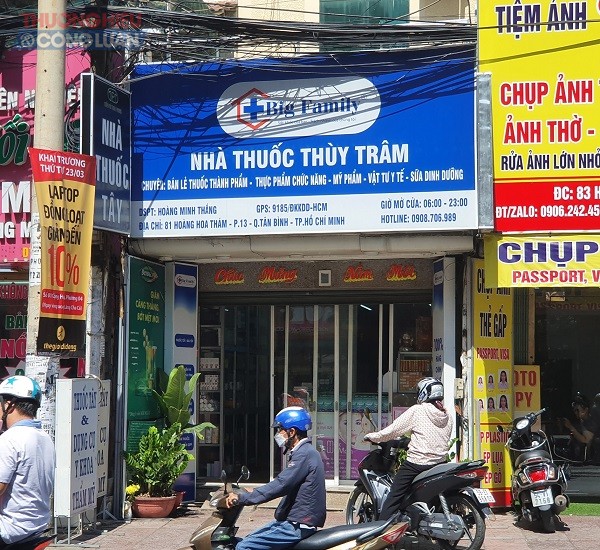 Nhà thuốc Big Family Thùy Trâm có địa chỉ tại 81 Hoàng Hoa Thám, phường 13, quận Tân Bình, TP. Hồ Chí Minh. Ảnh: Nguyễn Trung.
