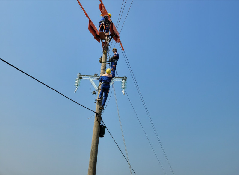 Điện lực Thái Thụy tăng cường thi công hotline bằng phương pháp platform trên lưới điện 22kV