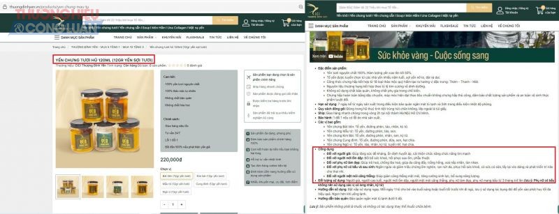 Yến Chưng Tươi được quảng cáo với nhiều công dụng...