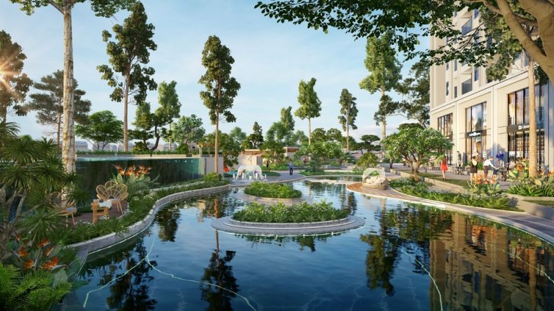 Không gian cây xanh, mặt nước ở Feliz Homes là mơ ước của nhiều cư dân nội thành
