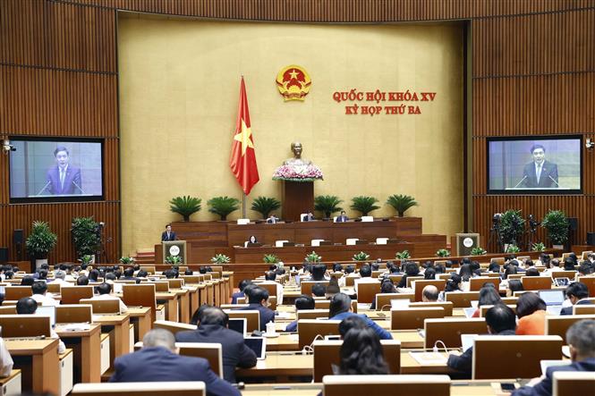 Chiều 23/05, Quốc hội thảo luận ở hội trường về dự kiến Chương trình giám sát của Quốc hội năm 2023 (Ảnh: Doãn Tấn/TTXVN)