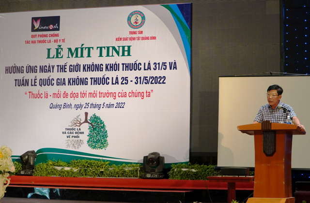 ông Phan Thanh Hải - Phó Giám đốc Sở Y tế, Phó Trưởng ban Thường trực Ban chỉ đạo Phòng, chống tác hại thuốc lá tỉnh phát biểu khai mạc buổi lễ