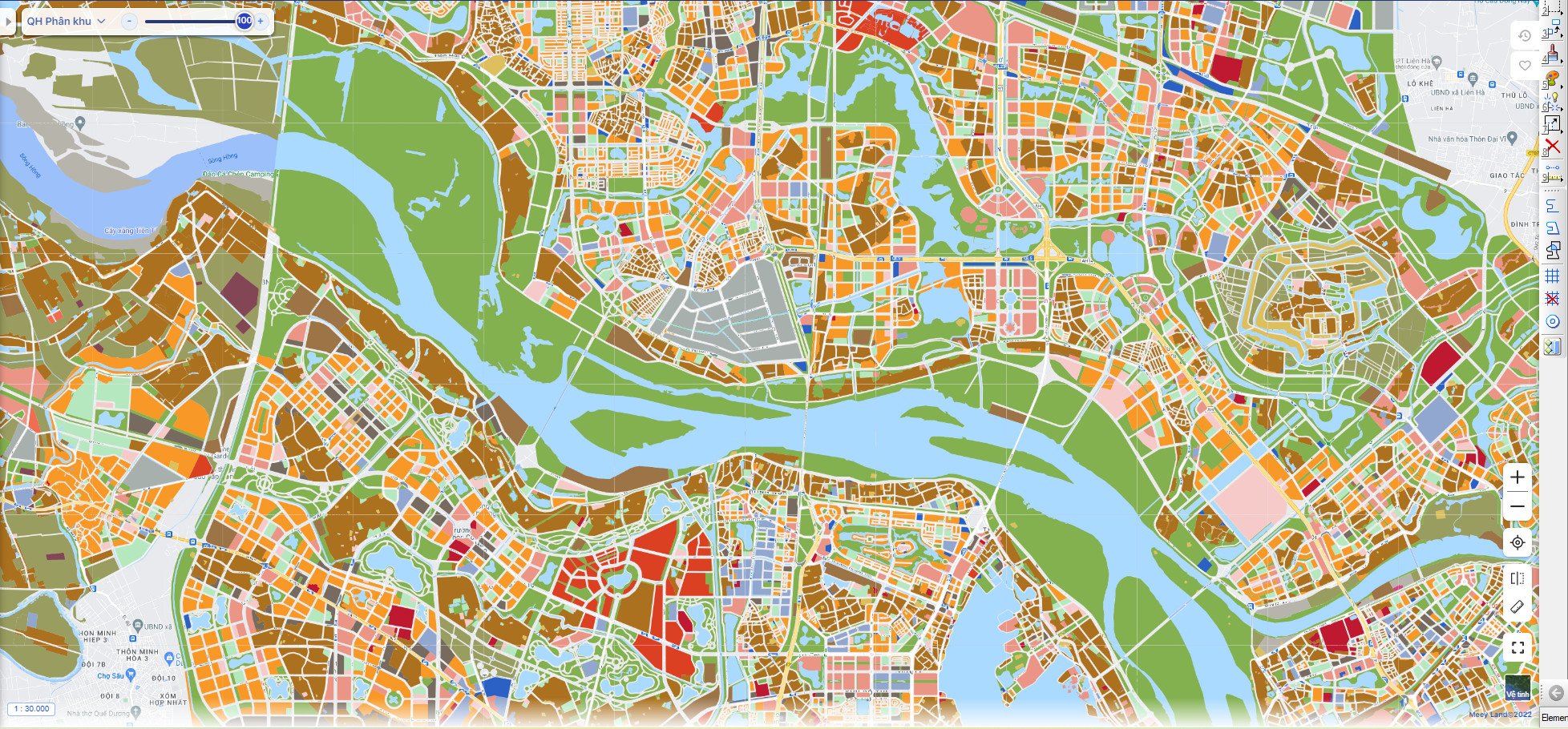 Hình ảnh quy hoạch phân khu sông Hồng hiển thị trên ứng dụng Meey Map