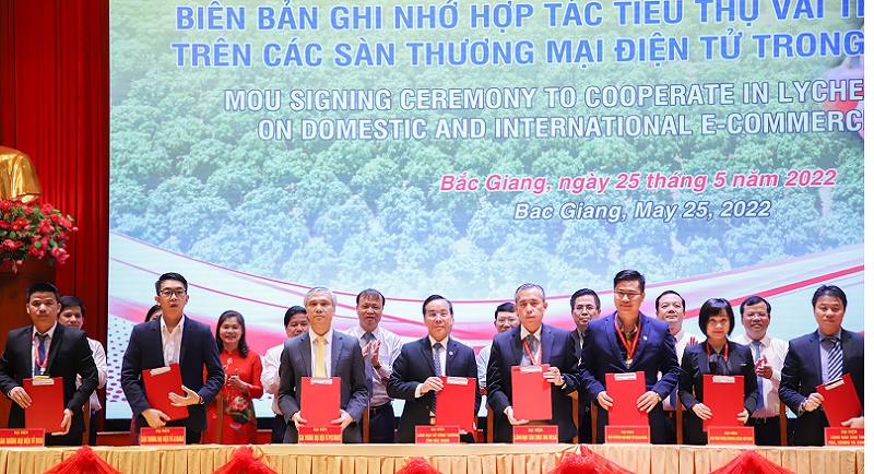 Lễ ký kết biên bản ghi nhớ hợp tác tiêu thụ vải thiều Bắc Giang trên các sàn thương mại điện tử