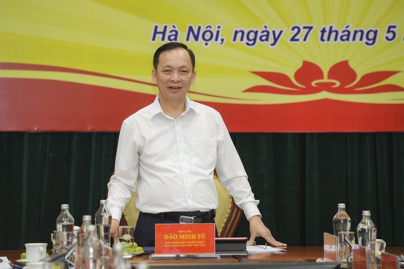 Phó Thống đốc thường trực NHNN Đào Minh Tú phát biểu khai mạc Hội nghị. Ảnh thoibaonganhang